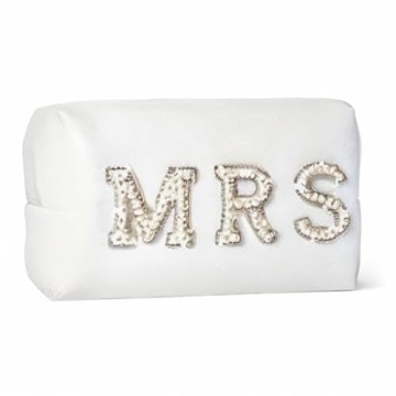 Y1tvei Bling Varsity Letter Makeup Bag for Women | Elegant & Durable