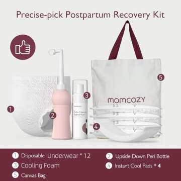 Momcozy Postpartum Recovery Essentials Kit, 19 PCS Labor Delivery Mom Care Set, Self-Absorbent Dispo...