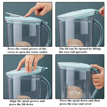 Berglander Fridge Door Water Pitcher With Lid Perfect for Making Tea, Juice And Cold Drink, 71 OZ Water Jug Made of Clear PET, Clear Fiber Glass Carafe BPA free