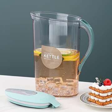 Berglander Fridge Door Water Pitcher With Lid Perfect for Making Tea, Juice And Cold Drink, 71 OZ Water Jug Made of Clear PET, Clear Fiber Glass Carafe BPA free
