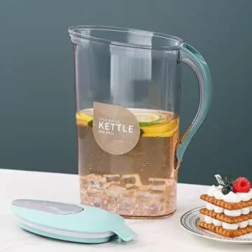 Berglander Fridge Door Water Pitcher With Lid Perfect for Making Tea, Juice And Cold Drink, 71 OZ Water Jug Made of Clear PET, Clear Fiber Glass Carafe BPA free