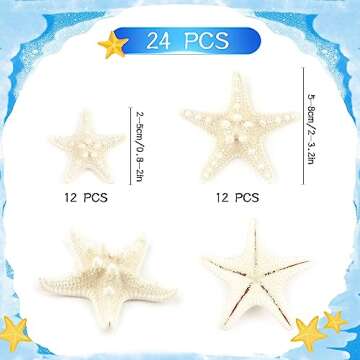 Jangostor 24 PCS Starfish, Mixed Starfish 1" to 2" and 2" to 3" Knobby Starfish Natural Seashells St...