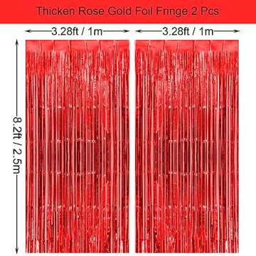Thicken Red Foil Fringe Curtains - 3.2x8.2ft - 2 Pack for Stunning Parties