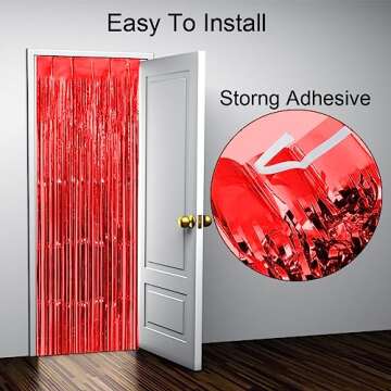 Thicken Red Foil Fringe Curtains - 3.2x8.2ft Party Decor