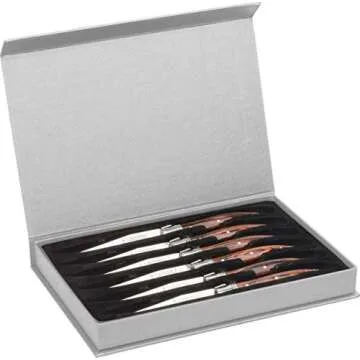 Trudeau Laguiole Steak Knives, Set of 6 with Pakkawood Handles