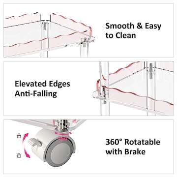 AQUIVER Acrylic Slim Storage Cart with Wheels for Any Space