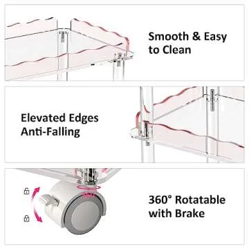 AQUIVER Acrylic Slim Storage Cart with Wheels for Any Space
