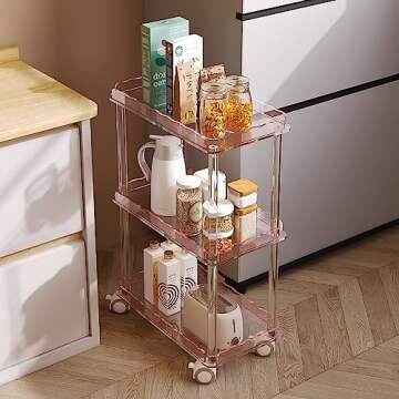 AQUIVER Acrylic Slim Storage Cart with Wheels for Any Space