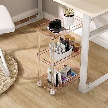 AQUIVER Acrylic Slim Storage Cart with Wheels for Any Space
