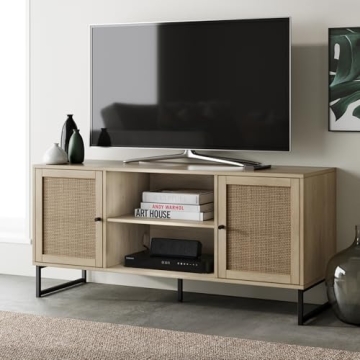 Nathan James 74101 Mina Modern TV Stand, Entertainment Cabinet, Media Console with a Natural Oak Woo...