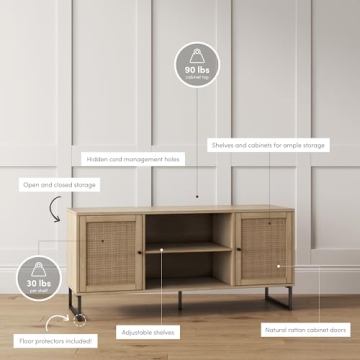 Nathan James Mina Modern TV Stand with Rattan Details