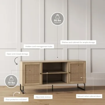 Nathan James Mina Modern TV Stand with Rattan Details