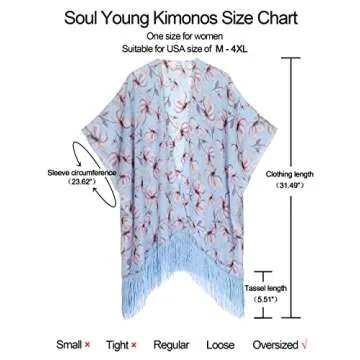 Women's Floral Kimono Cover Up Lightweight Leopard Chiffon Beachwear for Bikini Bathing Suit Cardigan and Swimwear(One Size,Light Blue)
