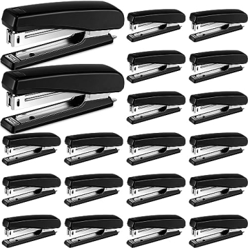Sherr 20 Pcs Black Desk Stapler Bulk 25 Sheet Capacity Staplers Pack Hand Held Desk Stapler Students...