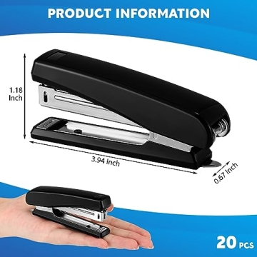 Sherr 20 Pcs Black Desk Stapler Bulk with 25 Sheet Capacity