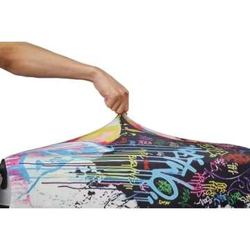 WUJIAONIAO Travel Luggage Cover Spandex Suitcase Protector Washable Baggage Covers (L (for 25-28 inch luggage), hands off)