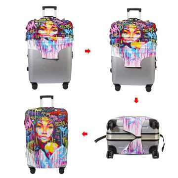 WUJIAONIAO Travel Luggage Cover Spandex Suitcase Protector Washable Baggage Covers (L (for 25-28 inch luggage), hands off)