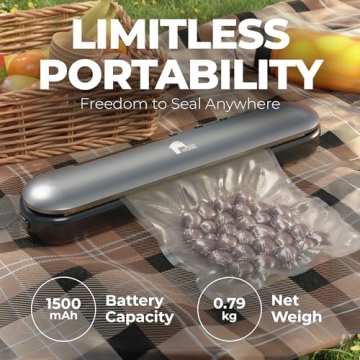 EconoHome Portable Vacuum Sealer - Rechargeable & Fast Sealing