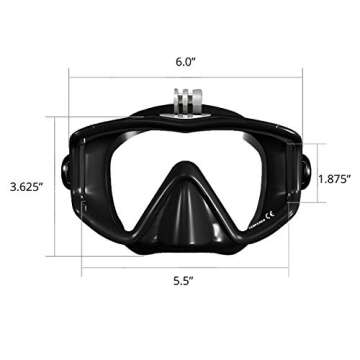 XS Foto Panorama - 3 Window - Extra Qwik Comfort Strap - Built-in Stainless Steel Camera Mount - Diving Mask for GoPro, GoMask (Black Silicone) (MA580BS)