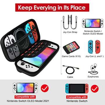 ivoler Carrying Case for Nintendo Switch and NEW Switch OLED Model(2021),Portable Hard Shell Pouch C...
