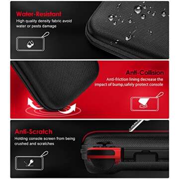 ivoler Carrying Case for Nintendo Switch and NEW Switch OLED Model(2021),Portable Hard Shell Pouch Carrying Travel Game Bag for Switch Accessories Holds 10 Game Cartridge (Black)