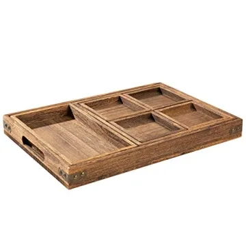 Rustic Wooden Serving Trays - 7 Piece Set for Home Decor