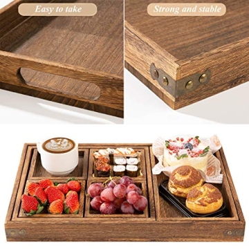 Rustic Wooden Serving Trays - 7 Piece Set for Home Decor