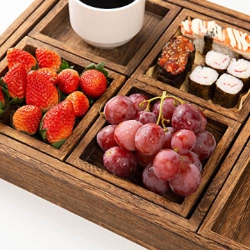 Rustic Wooden Serving Trays - 7 Piece Set for Home Decor