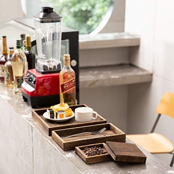Rustic Wooden Serving Trays - 7 Piece Set for Home Decor