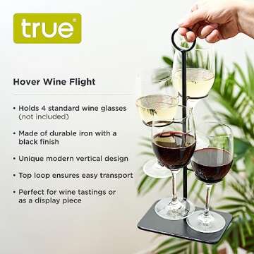 True Hover Flight Server With Iron Design, Holds 4 Wine Glasses