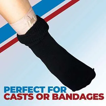 2 Pairs Extra Wide Socks For Swollen Feet, Non-Slip Hospital and Diabetic Socks for Men and Women