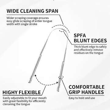 Liatinbo Stainless Steel Tongue Scraper for Fresh Breath