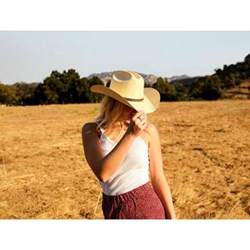 Enimay Western Cowboy & Cowgirl Hat Pinch Front Wide Brim Style