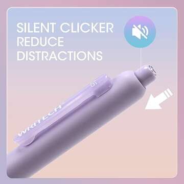 WRITECH Gel Pens Fine Point: Retractable 0.5mm Multicolor Ink 8ct Silent Click No Smear Smudge Extra Smooth Writing Bullet Tip Colored Pen Non Bleed for Journaling Note Taking Drawing