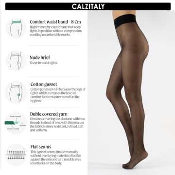 CALZITALY Sheer Tights | Comfortable 20 DEN Pantyhose | Stylish & Durable
