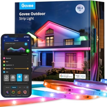 Govee 98.4ft Smart Outdoor LED Strip Lights - Alexa & Google Assistant Compatible