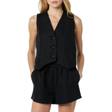 Chic ESMA Linen Vest Black by The Drop for Summer Styling
