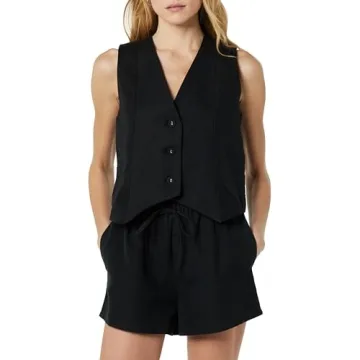 Chic ESMA Linen Vest Black by The Drop for Summer Styling