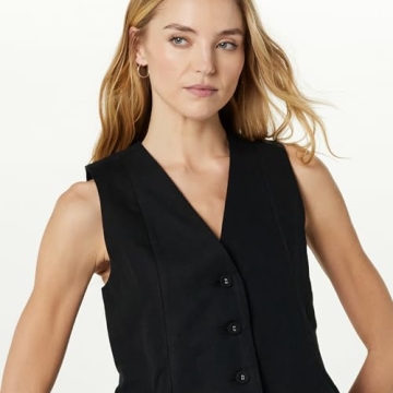 Stylish ESMA Linen Vest for Women in Black - The Drop