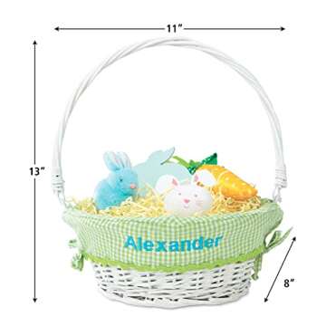 Lillian Vernon Kids Personalized Wicker Easter Basket - Removable Green Liner With Embroidered Name,...