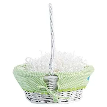 Lillian Vernon Kids Personalized Wicker Easter Basket - Removable Green Liner With Embroidered Name, For Young Girls & Boys, Baby’s First Egg Hunt, Cute Custom Spring Gifts, 11” x 14”