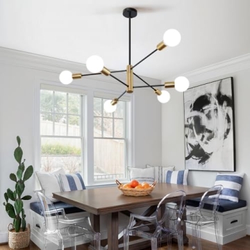 Mlihove Modern Gold and Black 6-Light Chandelier