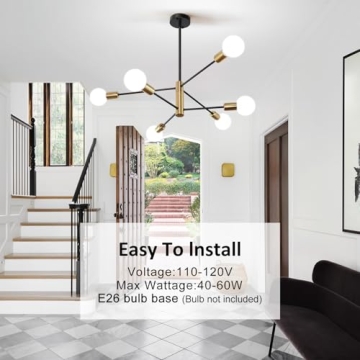 Mlihove Modern Gold and Black 6-Light Chandelier