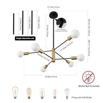 Mlihove Modern Gold and Black 6-Light Chandelier