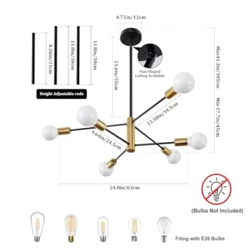 Mlihove Modern Gold and Black 6-Light Chandelier