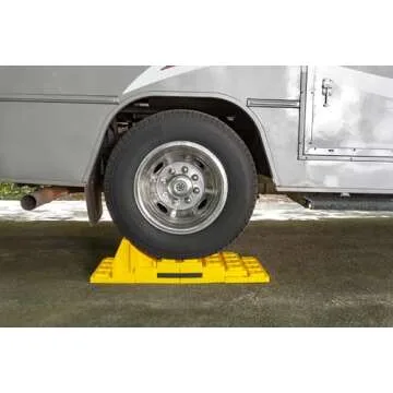 Camco Camper/RV Leveling Block Wheel Chocks - Stabilize & Center Wheels Easier - Helps Eliminate Dangerous Tire Movement - Sized for Larger Vehicle Tires - 2-Pack (44401)