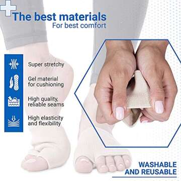 eProda Metatarsal Foot Pads Toe Separators and Ball of Foot Cushions Gel Pad - Instant Pain Relief for Men and Women - Small Big Toe Stretchers Spacers for Bunion Corrector - Stop Forefoot Pain Today