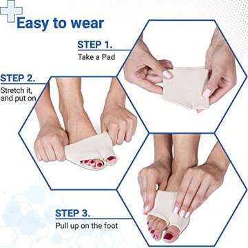 eProda Metatarsal Foot Pads Toe Separators and Ball of Foot Cushions Gel Pad - Instant Pain Relief for Men and Women - Small Big Toe Stretchers Spacers for Bunion Corrector - Stop Forefoot Pain Today