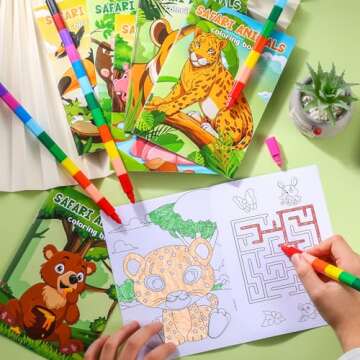 BenLouis Jungle Safari Coloring Books & Crayons for Kids