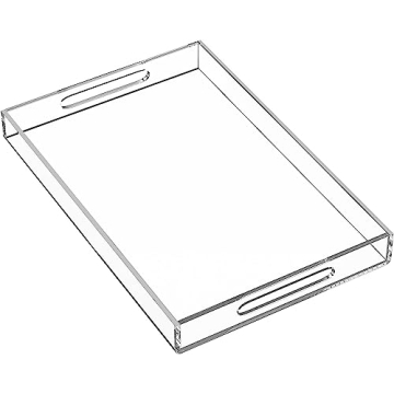 Clear Acrylic Serving Tray with Handle, 11x14 Acrylic Trays for Serving, Organizing, Home Decor, Ent...